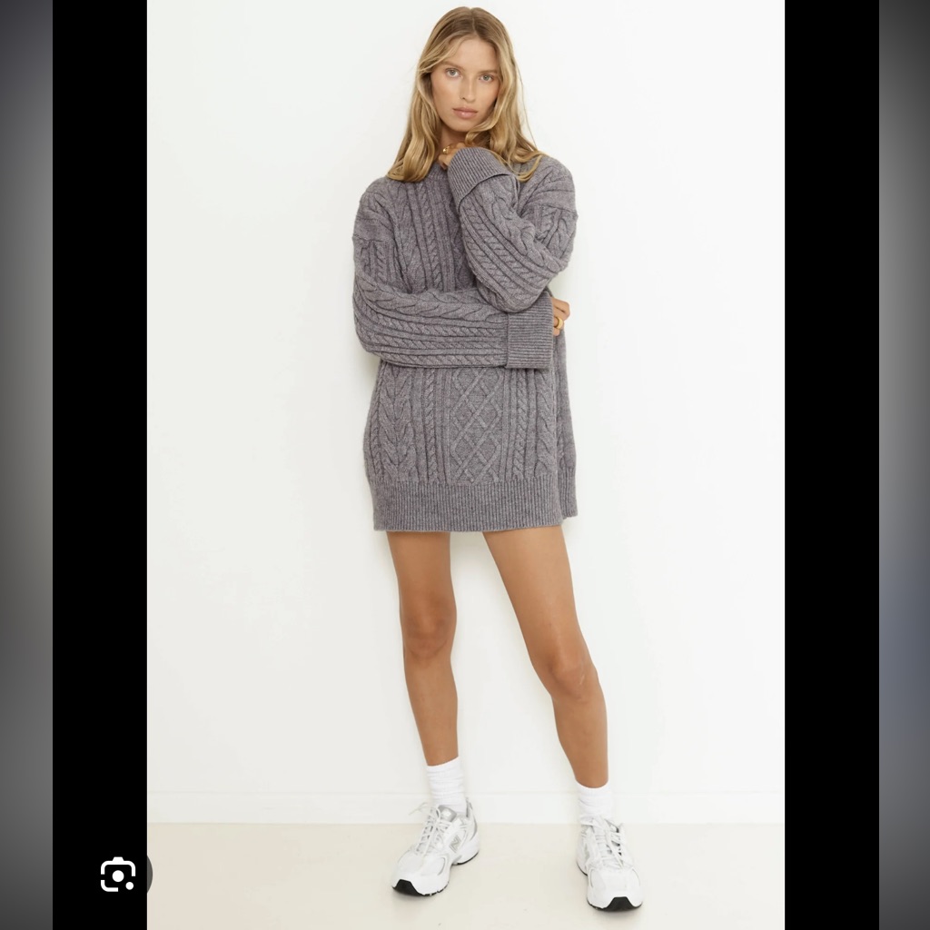 Nwt Sndys Nellie Jumper In Gray Oversized Chunky Cable Knit Sweater Revolve Xs